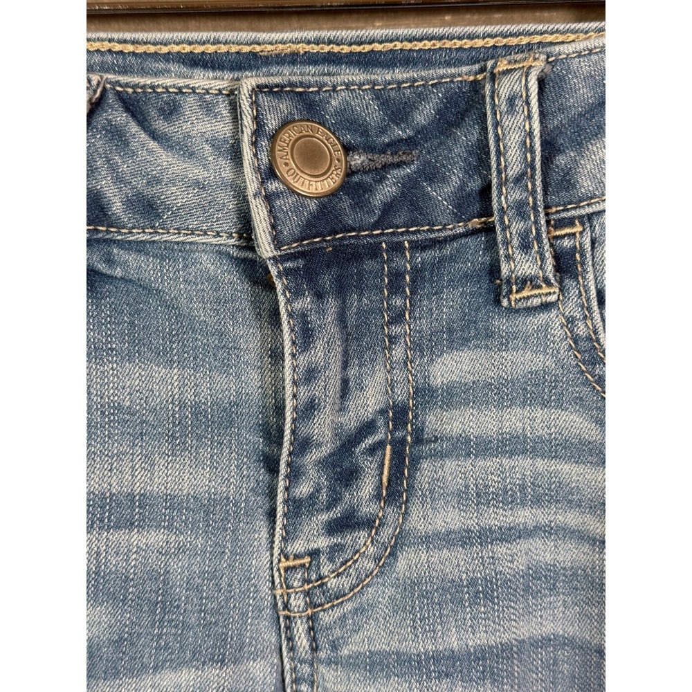 American Eagle Super Low Rise Jegging Light Wash Blue Denim Jeans Size 4 Short - Picture 4 of 16